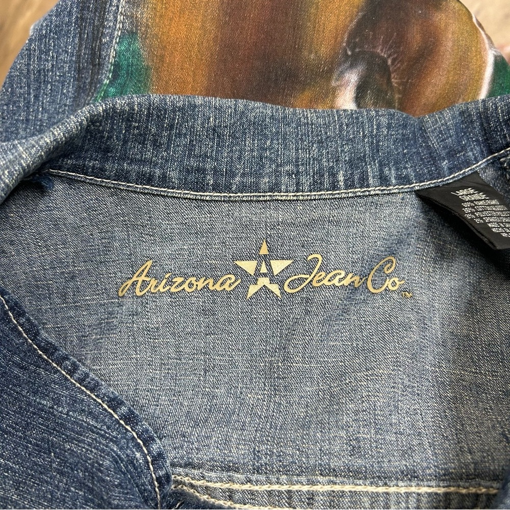 Hand Painted Horses Jean Jacket L Artist Signed One of A Kind Cowgirl - Picture 10 of 11